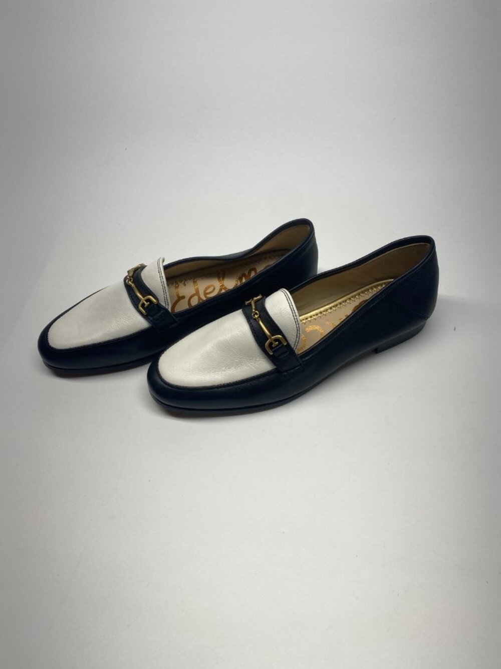 Sam Edelman Womens Loraine Two-Tone Bit Black & White Leather Loafers Sz 6